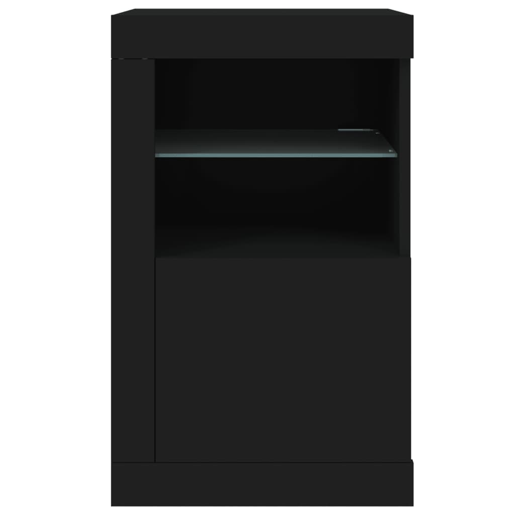 vidaXL Beistellschrank mit LED-Leuchten Schwarz Holzwerkstoff