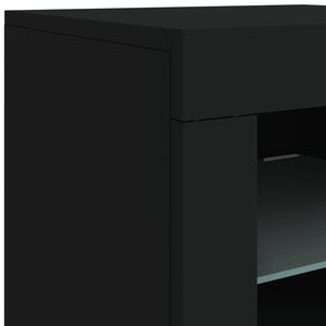 vidaXL Beistellschrank mit LED-Leuchten Schwarz Holzwerkstoff