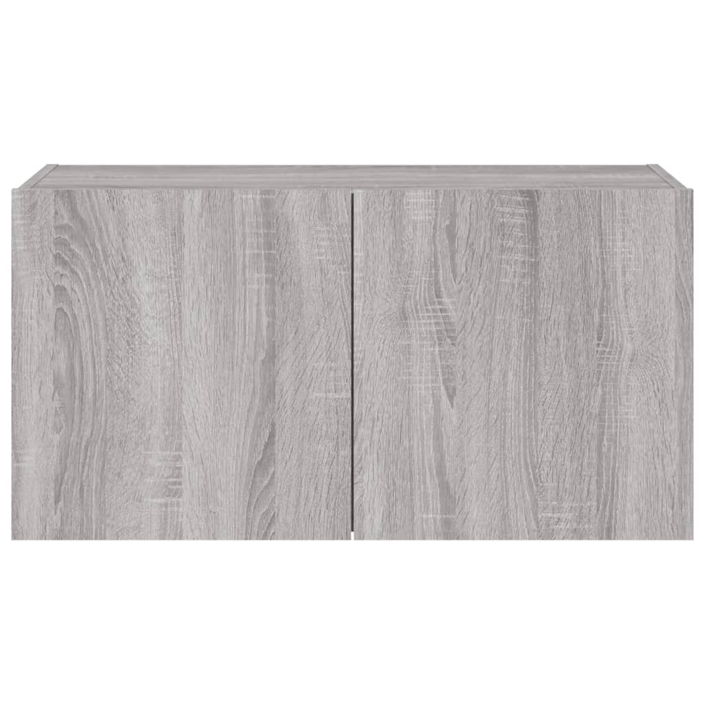 TV-Wandschrank mit LED-Leuchten Grau Sonoma 80x35x41 cm