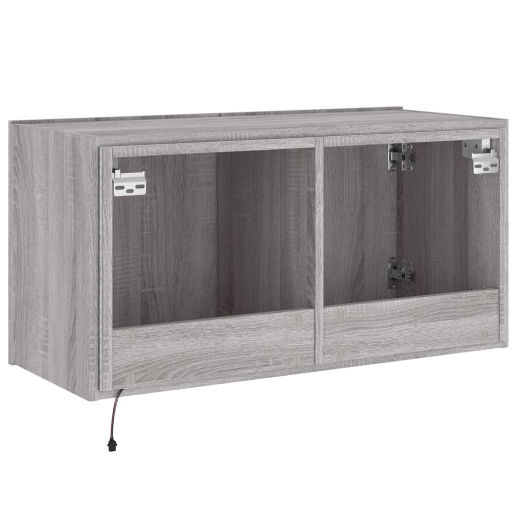 TV-Wandschrank mit LED-Leuchten Grau Sonoma 80x35x41 cm