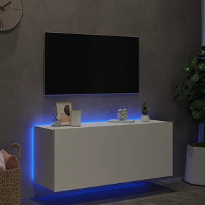 TV-Wandschrank mit LED-Leuchten Weiß 100x35x41 cm