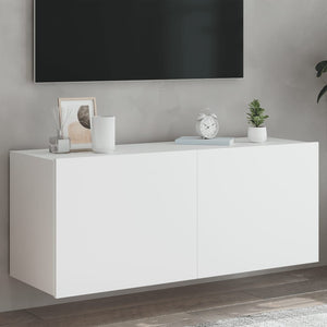 TV-Wandschrank mit LED-Leuchten Weiß 100x35x41 cm