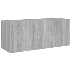 TV-Wandschrank mit LED-Leuchten Grau Sonoma 100x35x41 cm