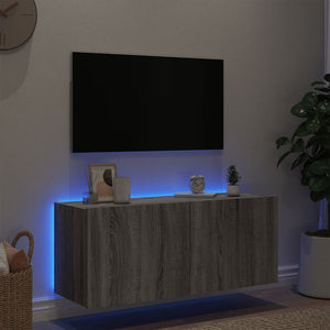 TV-Wandschrank mit LED-Leuchten Grau Sonoma 100x35x41 cm