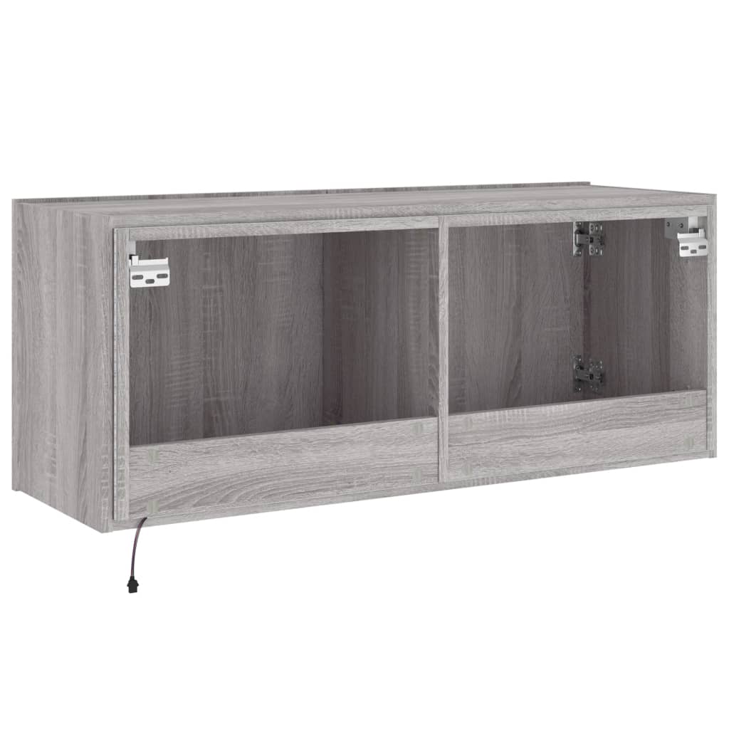 TV-Wandschrank mit LED-Leuchten Grau Sonoma 100x35x41 cm