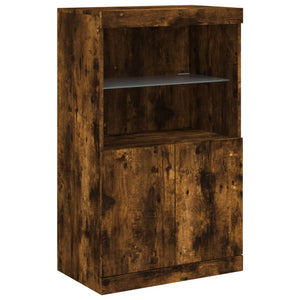 vidaXL Sideboards mit LED-Leuchten 3 Stk. Räuchereiche Holzwerkstoff
