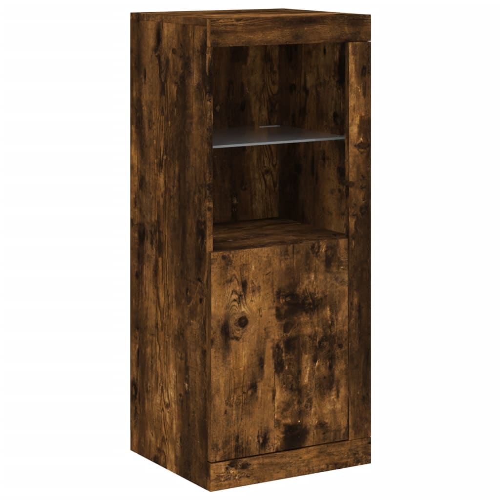 vidaXL Sideboards mit LED-Leuchten 3 Stk. Räuchereiche Holzwerkstoff