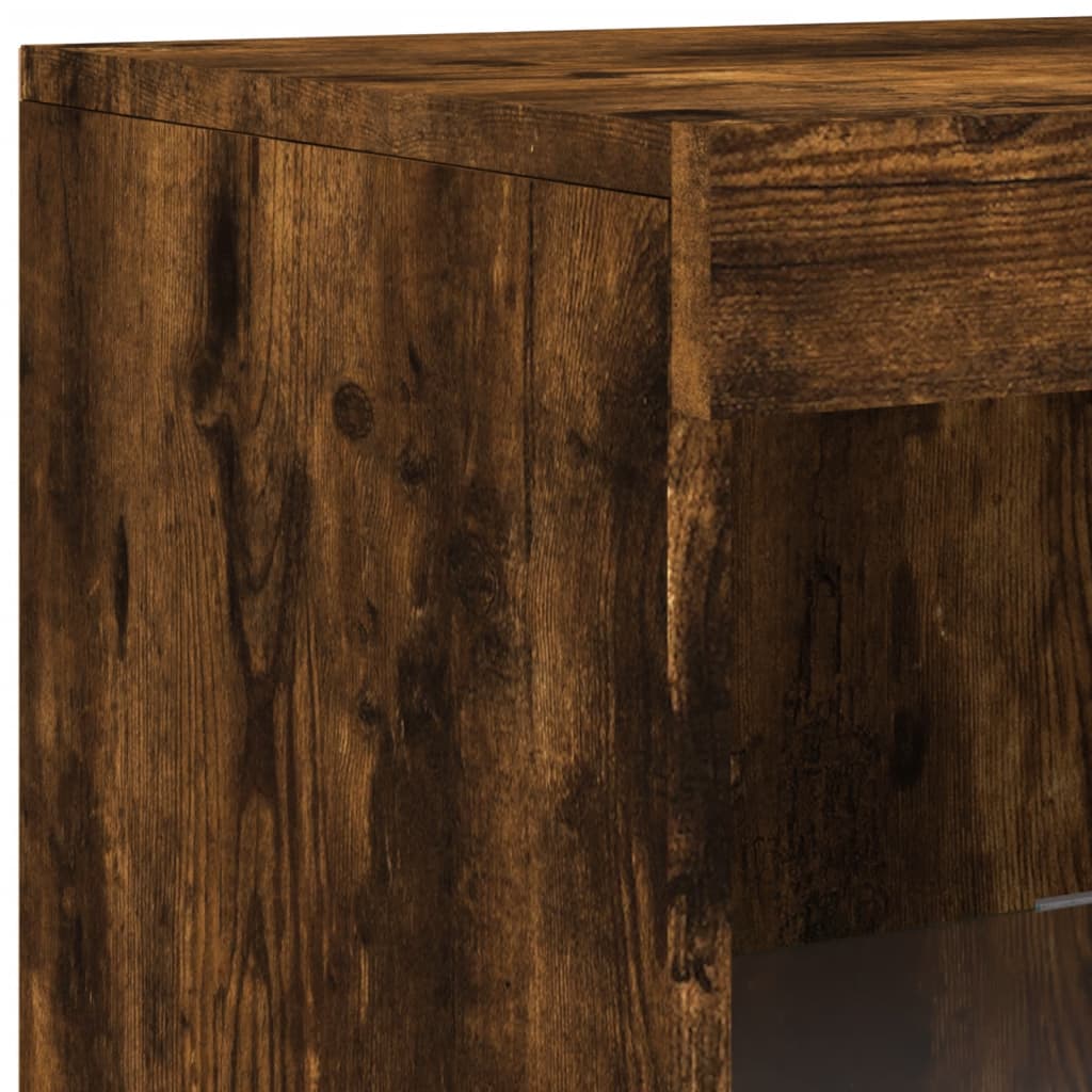 vidaXL Sideboards mit LED-Leuchten 3 Stk. Räuchereiche Holzwerkstoff