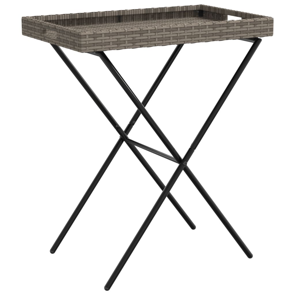 Tabletttisch Klappbar Grau 65x40x75 cm Poly Rattan