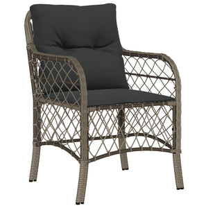 vidaXL Gartenstühle mit Kissen 2 Stk. Grau Poly Rattan