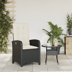 vidaXL Gartensessel Verstellbar mit Kissen Schwarz Poly Rattan