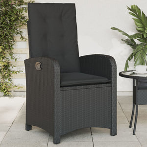 vidaXL Gartensessel mit Kissen 2 Stk. Verstellbar Schwarz Poly Rattan