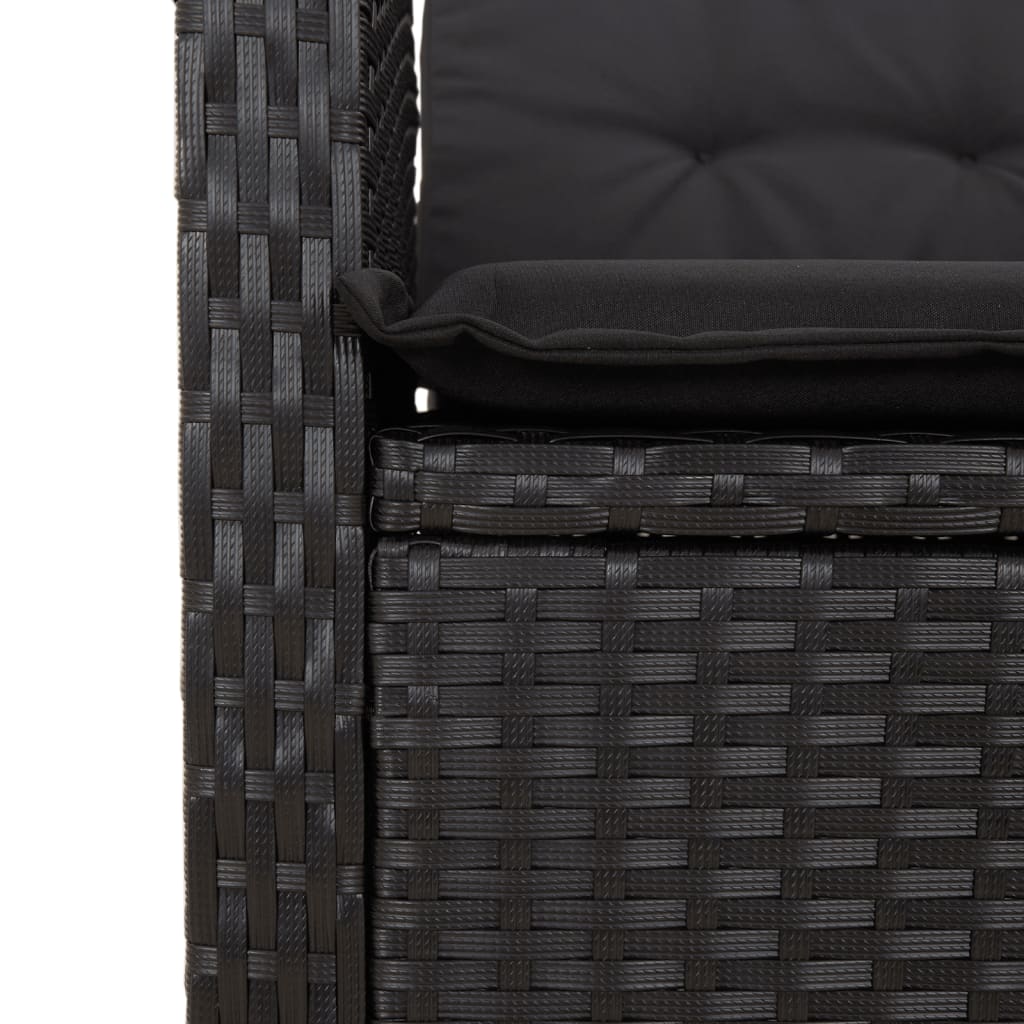 vidaXL Gartensessel mit Kissen 2 Stk. Verstellbar Schwarz Poly Rattan