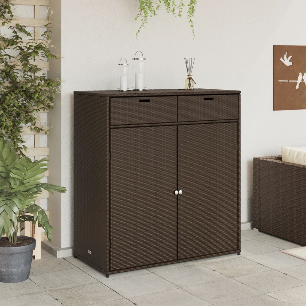 vidaXL Gartenschrank Braun 105x55x113 cm Poly Rattan