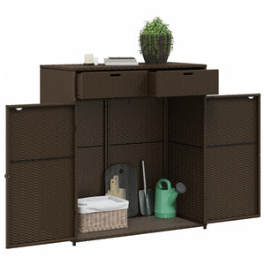 vidaXL Gartenschrank Braun 105x55x113 cm Poly Rattan