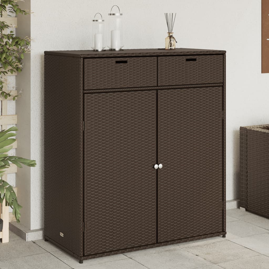 vidaXL Gartenschrank Braun 105x55x113 cm Poly Rattan