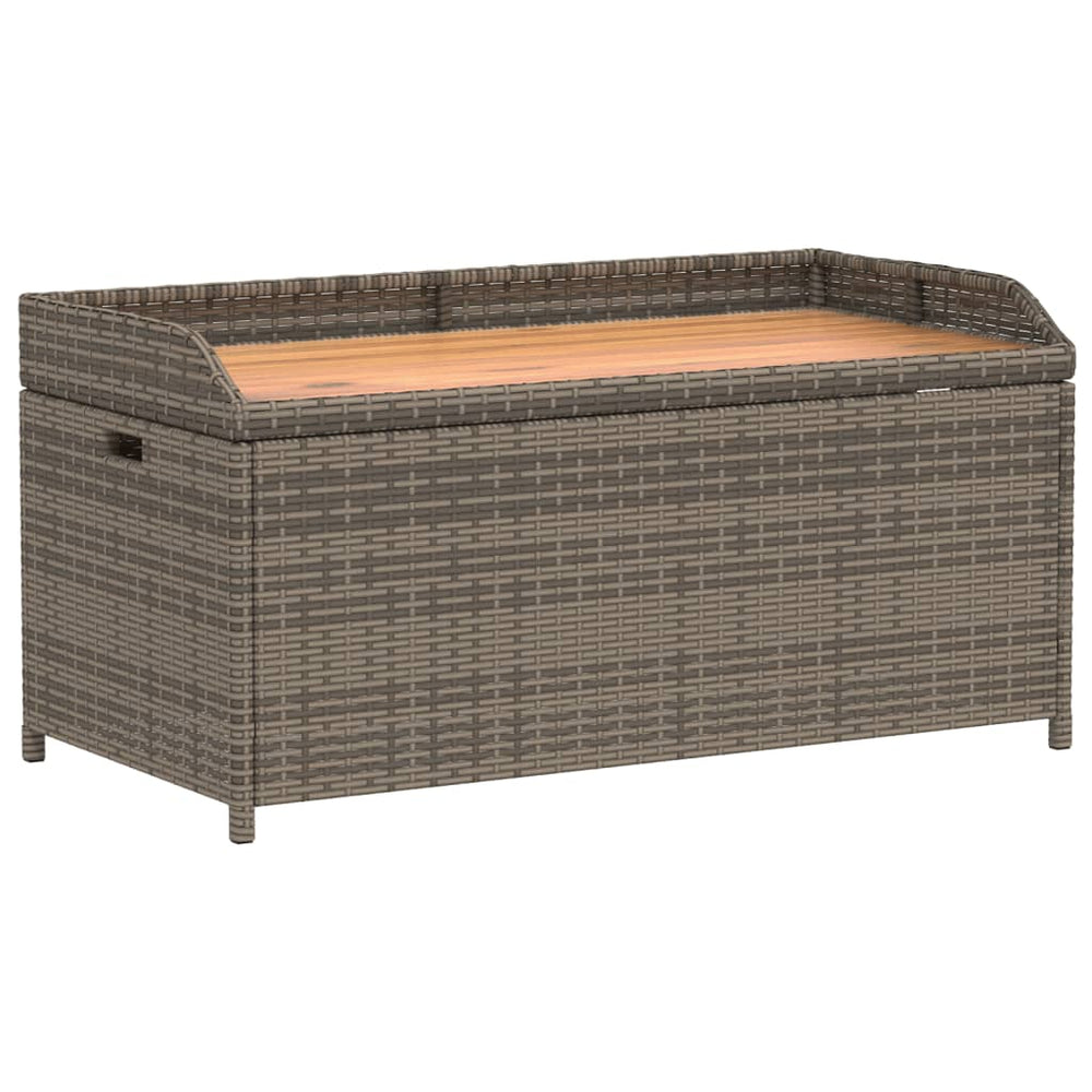 Bank mit Stauraum Grau 100x50x52 cm Poly Rattan Akazienholz Stilecasa