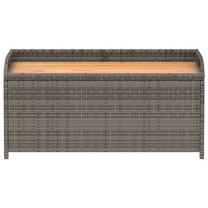 Bank mit Stauraum Grau 100x50x52 cm Poly Rattan Akazienholz Stilecasa