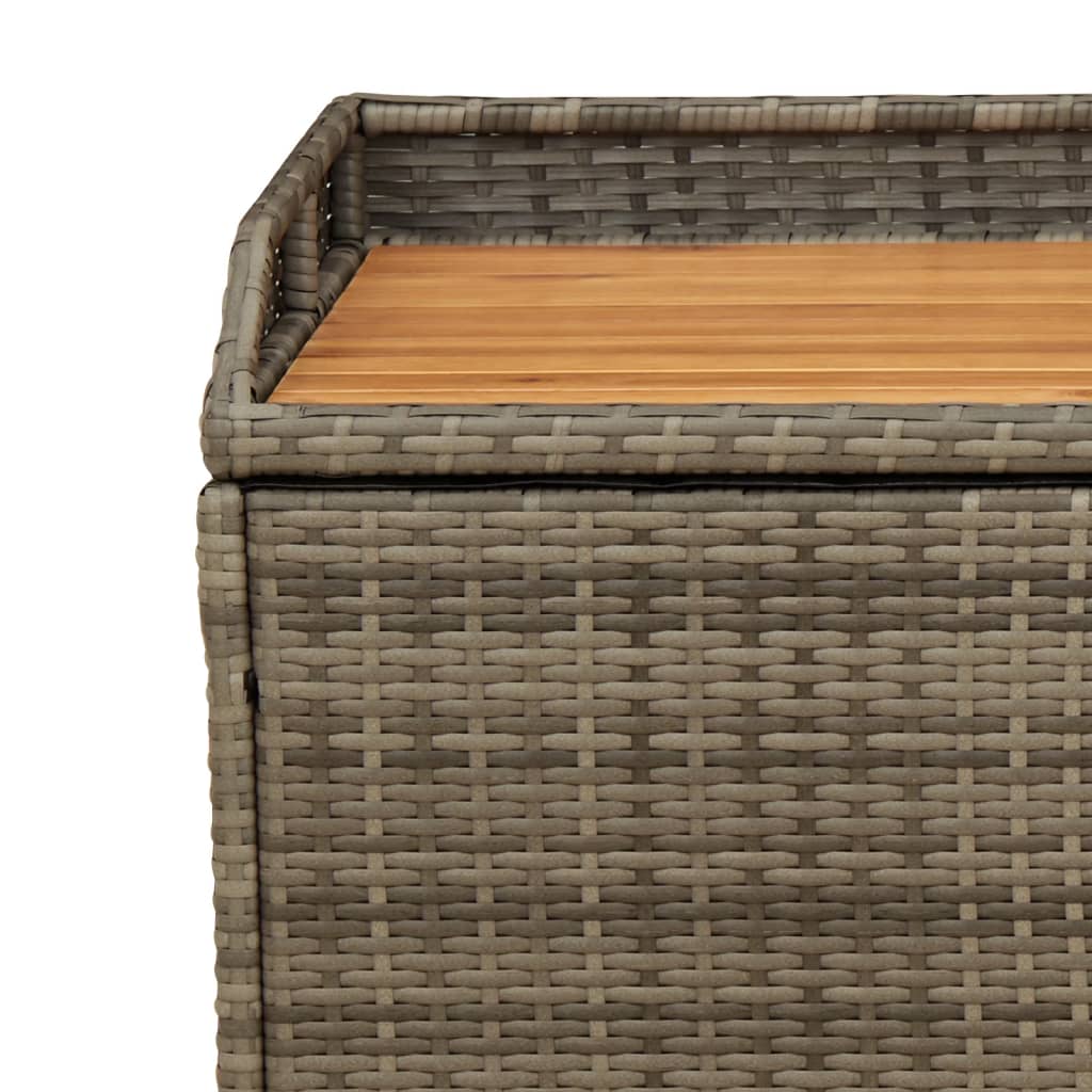 Bank mit Stauraum Grau 100x50x52 cm Poly Rattan Akazienholz Stilecasa