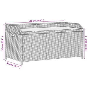 Bank mit Stauraum Grau 100x50x52 cm Poly Rattan Akazienholz Stilecasa