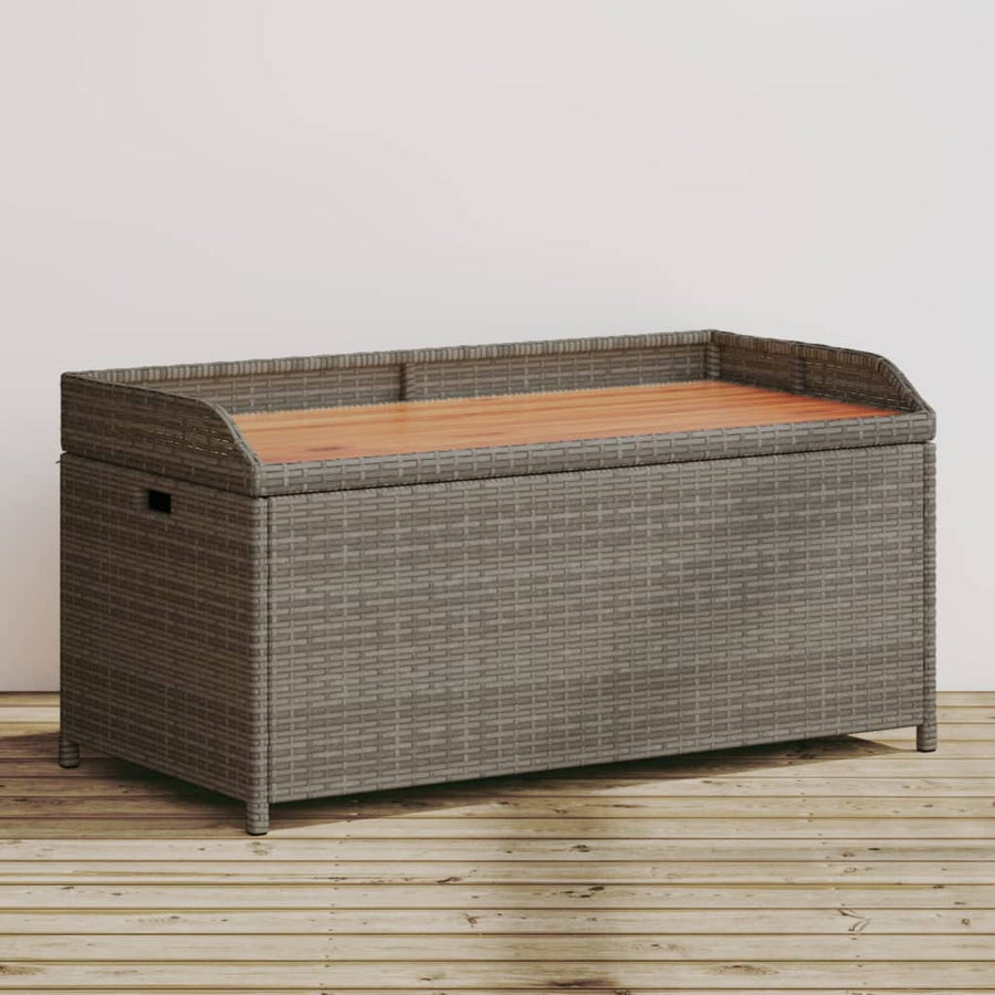 Bank mit Stauraum Grau 100x50x52 cm Poly Rattan Akazienholz Stilecasa