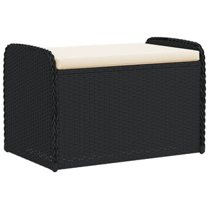 vidaXL Sitzbank mit Stauraum & Kissen Schwarz 80x51x52 cm Poly Rattan