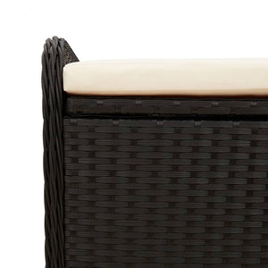 vidaXL Sitzbank mit Stauraum & Kissen Schwarz 80x51x52 cm Poly Rattan