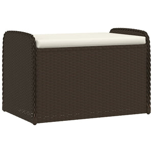 vidaXL Sitzbank mit Stauraum & Kissen Braun 80x51x52 cm Poly Rattan