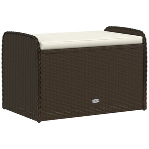 vidaXL Sitzbank mit Stauraum & Kissen Braun 80x51x52 cm Poly Rattan