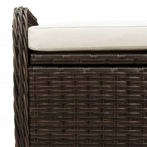 vidaXL Sitzbank mit Stauraum & Kissen Braun 80x51x52 cm Poly Rattan