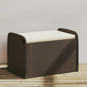 vidaXL Sitzbank mit Stauraum & Kissen Braun 80x51x52 cm Poly Rattan