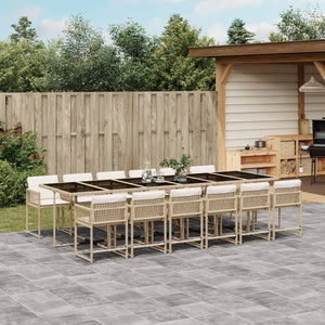 13-tlg. Garten-Essgruppe mit Kissen Beige Poly Rattan Stilecasa