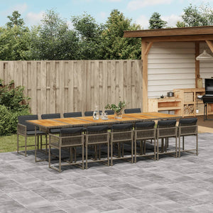 13-tlg. Garten-Essgruppe mit Kissen Grau Poly Rattan Stilecasa