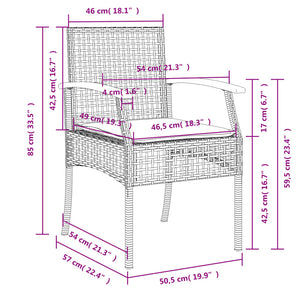 vidaXL Gartenstühle mit Kissen 4 Stk. Grau Poly Rattan Akazienholz