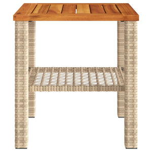 vidaXL Gartentisch Beige 40x40x42 cm Poly Rattan Akazienholz