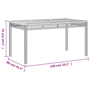 vidaXL Gartentisch Beige 140x80x75 cm Poly Rattan Akazienholz