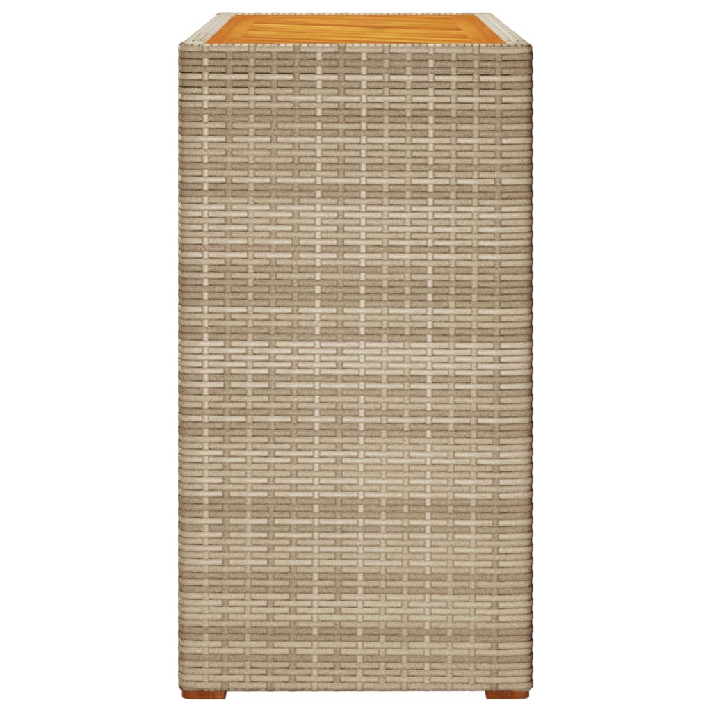 vidaXL Garten-Beistelltisch mit Holzplatte Beige Poly Rattan