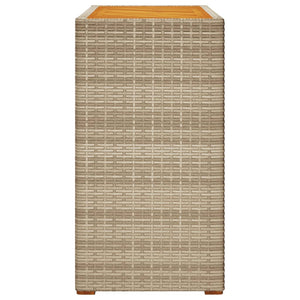 vidaXL Garten-Beistelltisch mit Holzplatte Beige Poly Rattan