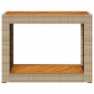 Garten-Beistelltisch mit Holzplatte Beige Poly Rattan