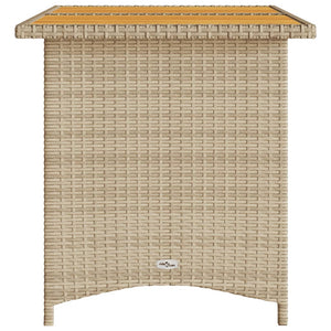 vidaXL Gartentisch mit Holzplatte Beige 110x68x70 cm Poly Rattan