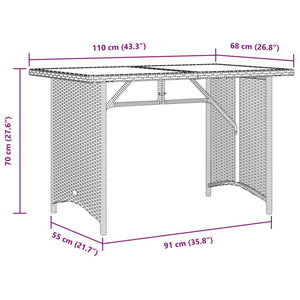 vidaXL Gartentisch mit Holzplatte Beige 110x68x70 cm Poly Rattan