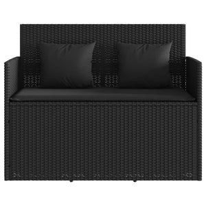 vidaXL Gartenbank mit Kissen Schwarz Poly Rattan