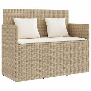 vidaXL Gartenbank mit Kissen Beige Poly Rattan