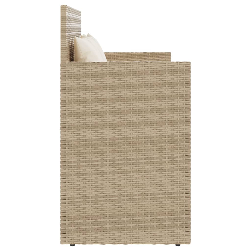 vidaXL Gartenbank mit Kissen Beige Poly Rattan