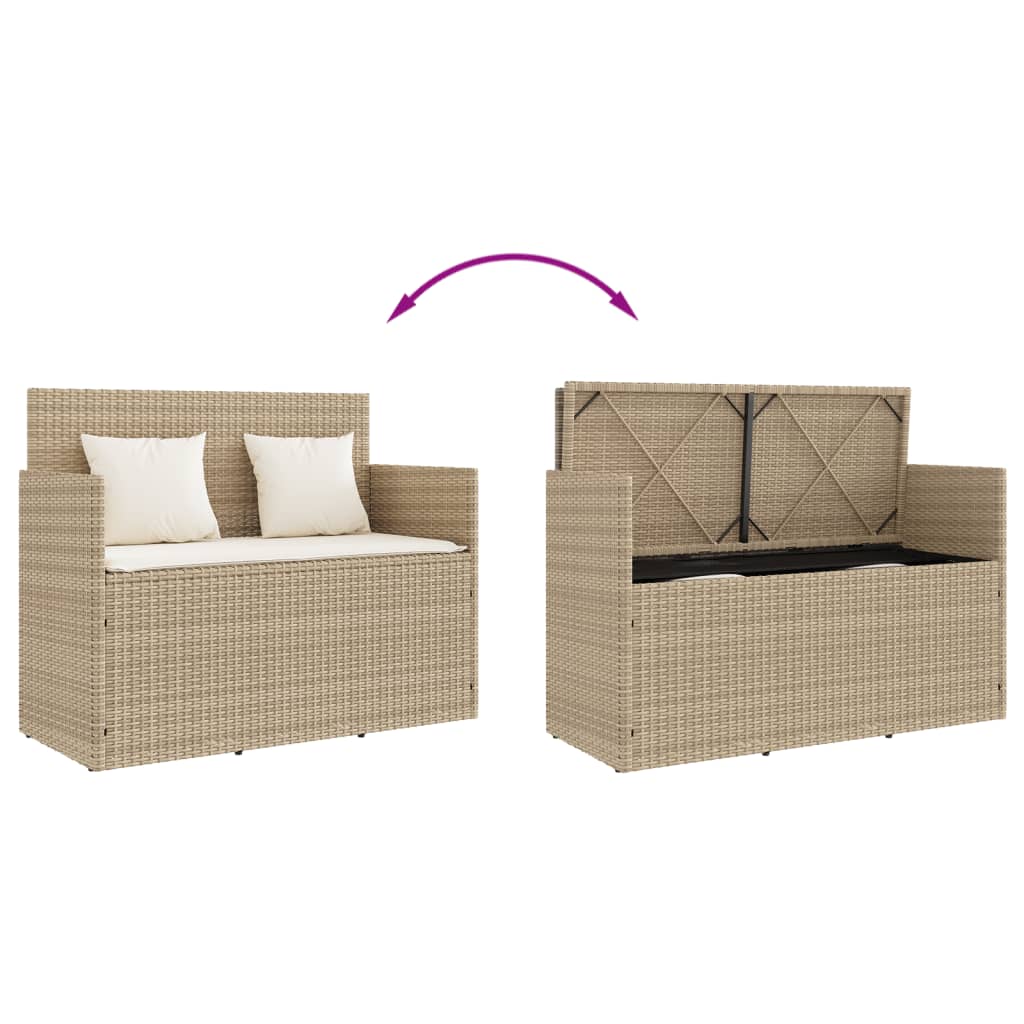 vidaXL Gartenbank mit Kissen Beige Poly Rattan