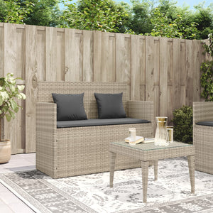 vidaXL Gartenbank mit Kissen Hellgrau Poly Rattan