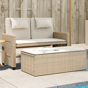 vidaXL Gartenbank Verstellbar mit Kissen Beige Poly Rattan