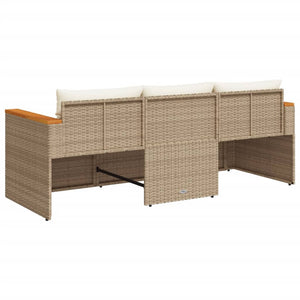 vidaXL Gartensofa mit Kissen 3-Sitzer Beige Poly Rattan