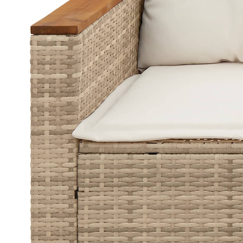 vidaXL Gartensofa mit Kissen 3-Sitzer Beige Poly Rattan