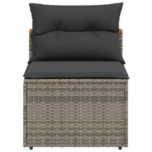 vidaXL Gartensofas ohne Armlehnen mit Kissen 2 Stk. Grau Poly Rattan